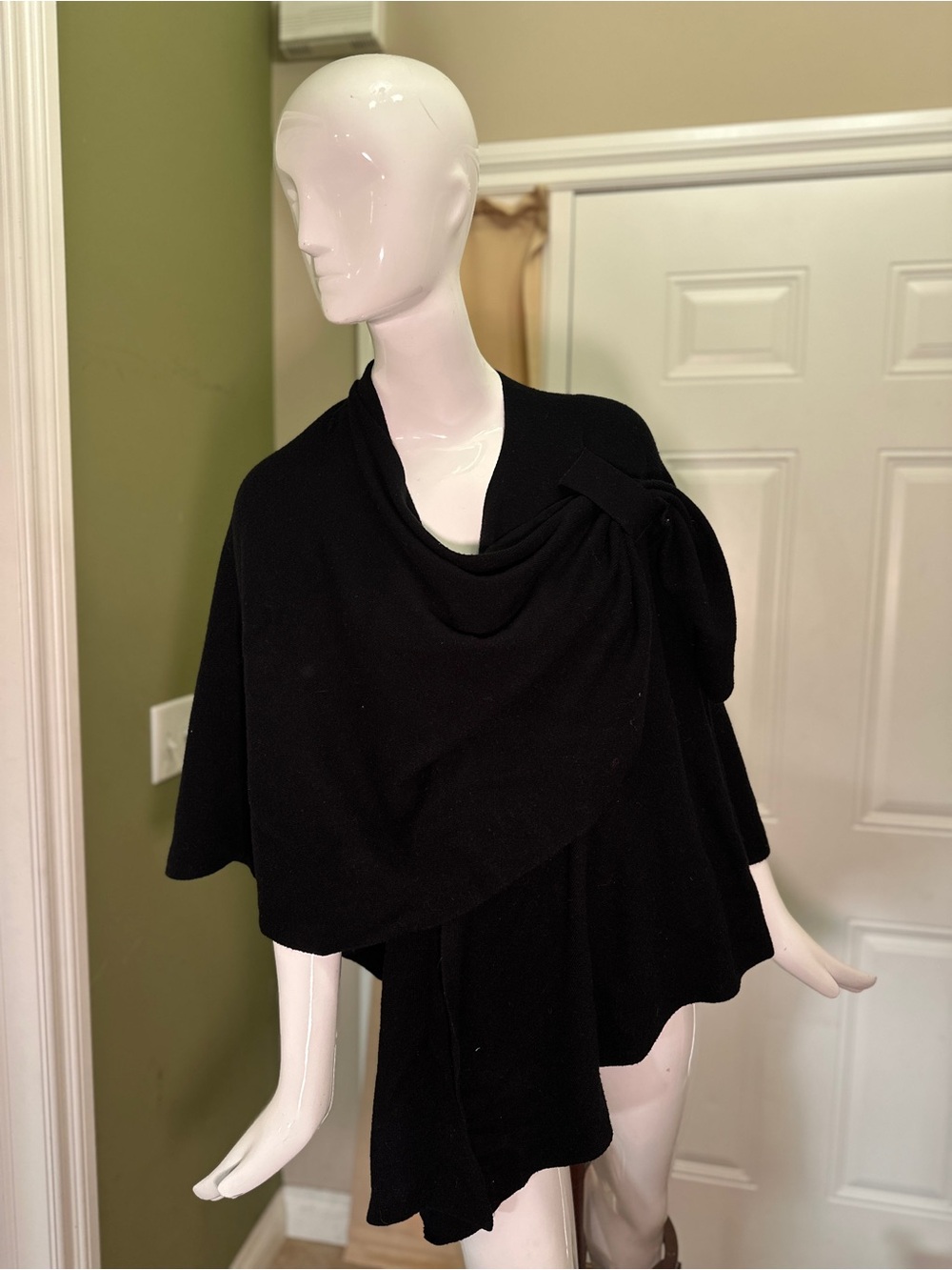 Chic Black Draped Poncho | Pashmina